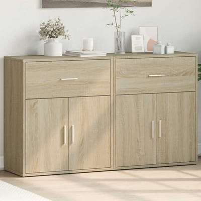 vidaXL - Dressoirs - 2 - st - 60x31x70 - cm - bewerkt - hout - sonoma - eikenkleurig
