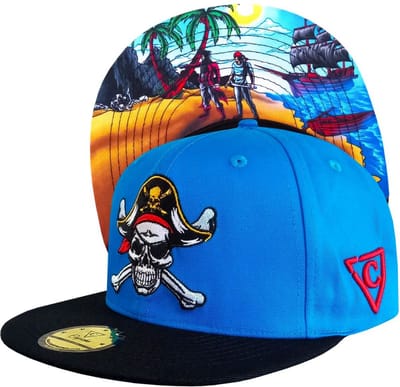 Capiche® Snapback – Schat Zoeken – Piraten Pet – Blauw & Zwart – Pet Heren – Sportcap – Piraat Treasure Hunting