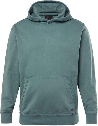 JP 1880 - Heren - Hoodie sweatstof capuchon vintage look - Eucalyptus - Maat L