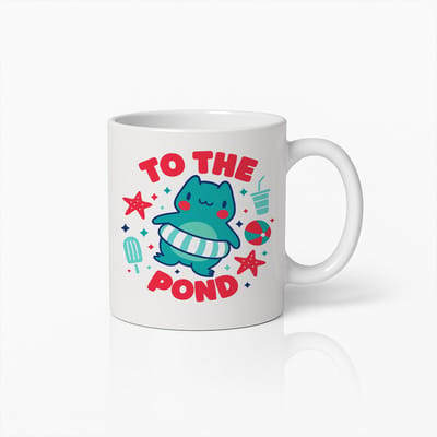 To The Pond Mok 330ml – Schattige Zomer Kikker Koffiebeker, Leuk Cadeau voor Dierenliefhebbers, Zwemmers en Strandfans
