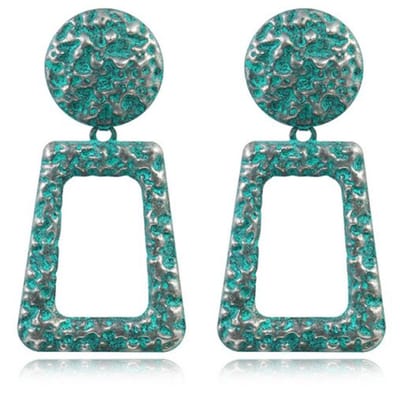 Dames oorbellen of oorhangers groen rond en rechthoekig