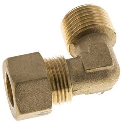 R 1/2'' Buitendraad x 14mm Messing L-Knelfitting 90 graden 89 Bar DIN EN 1254-2
