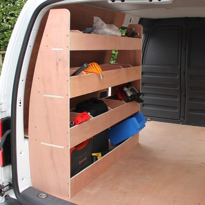 Vw caddy bedrijfswageninrichting hout - naturel - swb - 4 verdiepingen
