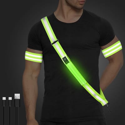 Reflecterende LED Lichten, Oplaadbare Reflecterende Band, Verstelbare Borstindicator voor Veiligheid in het Donker voor Volwassenen en Kinderen