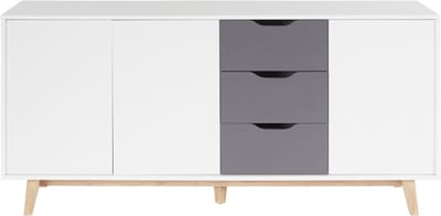 Meera-Dressoir - 3-deurs 3-laden - Wit/Antraciet