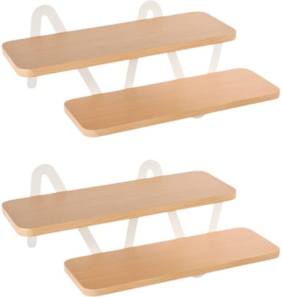 Ostaria Wandrek - 2x - wandplank - hout / metaal - MDF - bruin / wit - woonkamer/keuken