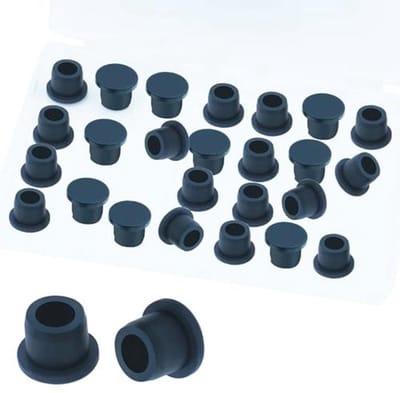 24 stuks 1/2 inch zwarte siliconen rubberen onderzetters voor het afdichten van gaten