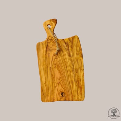 Wood and Olives - Houten Snijplank met Handvat - Olijfhout - Handgemaakt - 22x45 cm