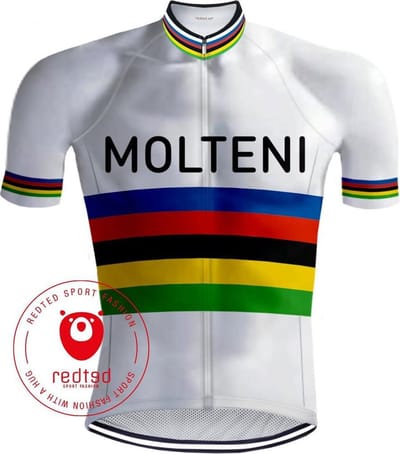 Retro Wielershirt Molteni Regenboog - REDTED - S
