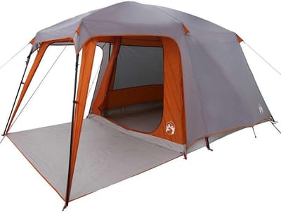 Kampeertent Koepel - Outdoor Tent - Kamperen en Reizen - Waterdicht Polyester - 450x275x228 cm - Grijs Oranje