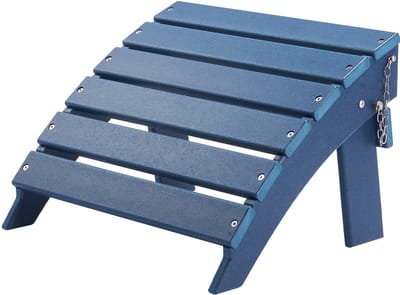 Voetenbank voor Adirondack Stoelen - Opvouwbare Voetsteun - HDPE Kunststof - Weerbestendig - Afmeting 40 x 48 x 33 cm - Voor Buiten/Tuin - Blauw