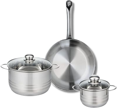 Set van 1 Koekenpan 28 cm en 2 kookpotten 14 en 20 cm Elo Profi Brillant