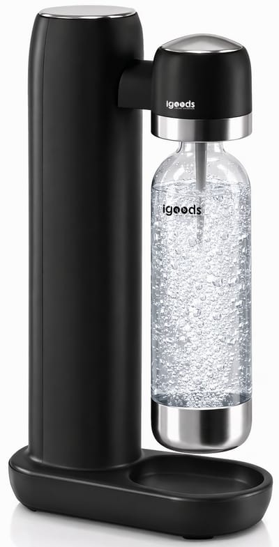 Igoods Bruiswatermaker - Soda Maker - Bruismachine - Bruiswatertoestel - Waterbruisapparaat - Carbonator - Inclusief BPA-vrije Fles 1L - Zwart