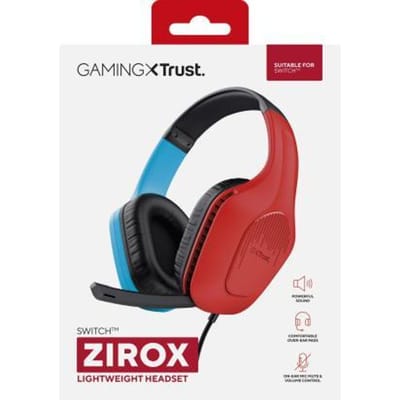 Trust GXT 416S Zirox - Gaming Headset - voor Nintendo Switch - Bedraad - 50mm Drivers - Over-ear - Rood/Blauw