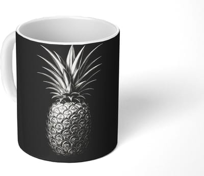Mok - Koffiemok - Ananas - Gedetailleerd - Bladeren - Mokken - 350 ML - Beker - Koffiemokken - Theemok