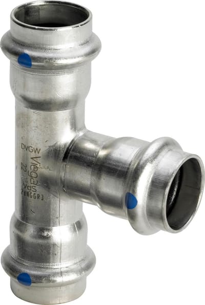 Viega Sanpress Inox LF-T-stuk, d1 28, d2 28, d3 28 roestvrij staal Model 2318LF, 665128