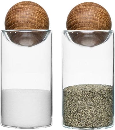Sagaform Nature Peper en Zoutstelletje, glas, met massief eiken stopper