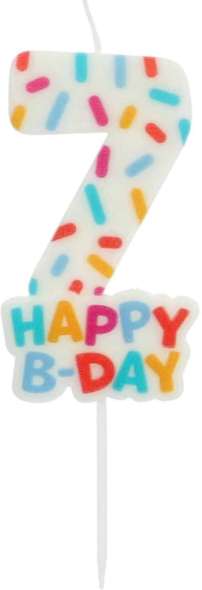Folat - Kaars cozy sprinkles cijfer 7 - 7 cm