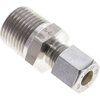 1/2'' NPT Buitendraad x 8L RVS Rechte Knelfitting 315 Bar DIN 2353 - FL2S-MO-ST-012N-08-L