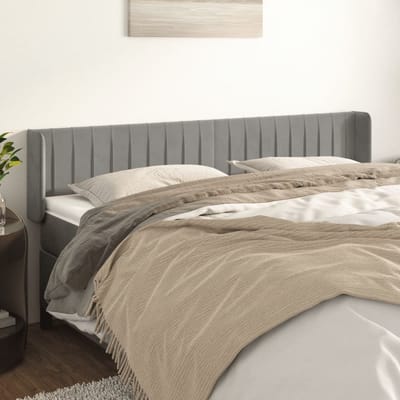 vidaXL - Hoofdbord - met - randen - 163x16x78/88 - cm - fluweel - lichtgrijs