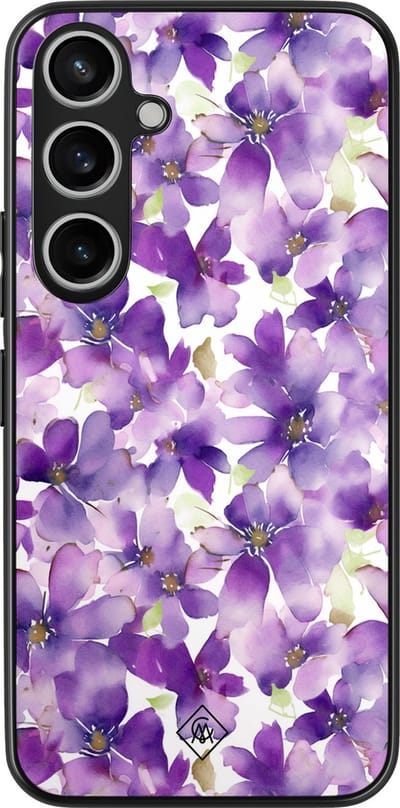 Casimoda® hoesje - Geschikt voor Samsung Galaxy A55 - Floral Violet - Zwart TPU Backcover - Bloemen - Paars