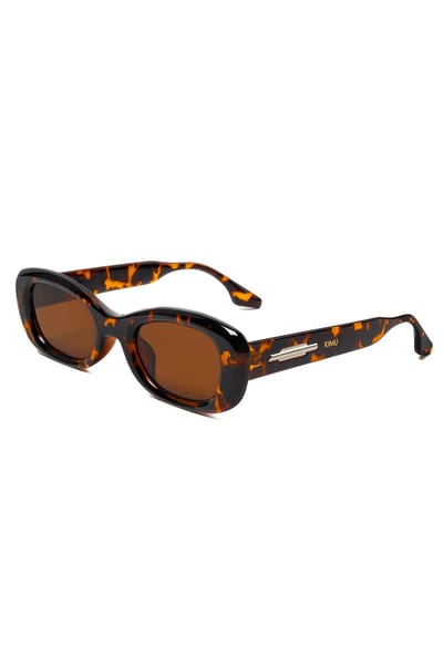 KIMU® Zonnebril Y2K Rond Cat Eye - Tortoise Bruin Montuur - Bruine Glazen - Dames Kunststof Vintage Smal Smalle Retro Ronde Cateye Influencer Festival