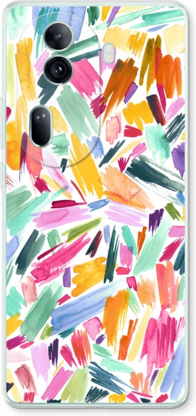 Case Company® - Hoesje geschikt voor Oppo Reno 11 Pro hoesje - Watercolor Brushstrokes - Soft Cover Telefoonhoesje - Bescherming aan alle Kanten en Schermrand
