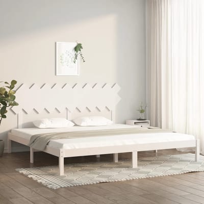 vidaXL - Bedframe - massief - hout - wit - 200x200 - cm