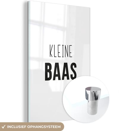 MuchoWow® Glasschilderij 120x180 cm - Schilderij acrylglas - Spreuken - Kleine baas - Kinderen - Jongens - Quotes - Foto op glas - Schilderijen