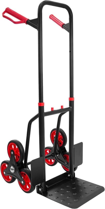 Trappensteekwagen - Stapelwagen Transportwagen - Zware Lasten Verplaatsen - Trapklimmer Mechanisme - 150 kg Max - Zwart