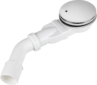 Drainafvoer voor douchebak 90 mm met geurstop en haarzeef, ABS materiaal, doucheafvoer met chroomafdekking, inclusief afvo bocht DN 40/50 mm voor douche en bad, waterdicht en duurzaam