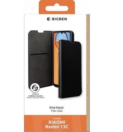 Bigben Connected, Hoesje geschikt voor Xiaomi Redmi 13C 4G/5G - Folio Wallet met Kaarthouder, Zwart