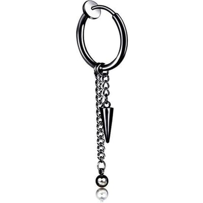 Boucles d'oreilles à clip d'oreille indolores en acier inoxydable pour hommes/femmes, 1 pièce, punk, noires, non perçantes, fausses, bijoux cadeaux