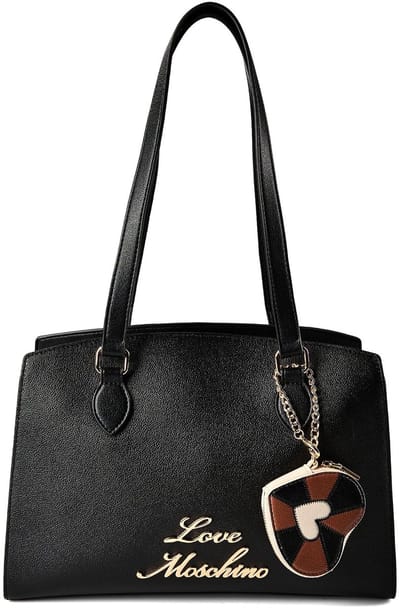 Love Moschino Heart Charm Schoudertas Leder 35 cm - Dames - black