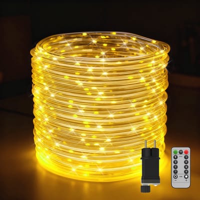 NAIZY Touw Strip Licht Snoer Buis 50M 500 LEDs LED Strip Lichtsnoer met Afstandsbediening en Timer LED-buis Touw Licht Fairy Lights Lampjes Slinger 8 Licht Modus Ø5mm, Warm Wit