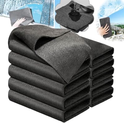 Microvezeldoekjes-schoonmaakdoekjes-microvezeldoekjes schoonmaak-verdikte Magische Reinigingsdoek - Streeploze Wonderreinigingsdoek - Herbruikbare Microvezel Reinigingsdoek - Pluisvrije Autoruitdoek, Spiegel TV Bril - Geschikt voor Raamglas - Zwart -