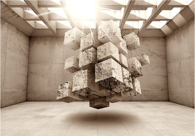 Fotobehangkoning - Behang - Vliesbehang - Fotobehang - Prison of the Space - 3D Geometrie - 150 x 105 cm