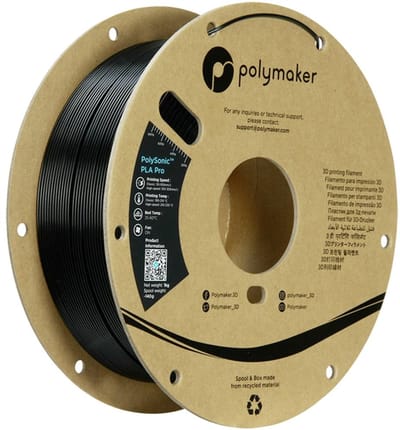 Polymaker PA13002 Filament PLA+ Highspeed filament, Slagvast 1.75 mm 1000 g Zwart PolySonic™ 1 stuk(s)