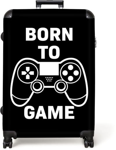 NoBoringSuitcases.com® - Koffer groot - Reiskoffer lichtgewicht - Quote - Gaming - Controller - Boys - Rolkoffer met 4 wielen - Grote trolley XL - 98 liter bagage