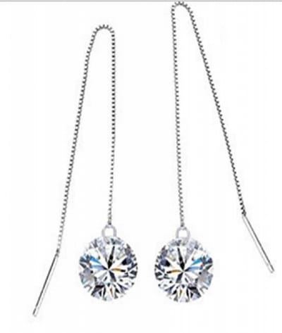 Zilver- Doorsteek -schitterende-10 cm- oorbellen-Charme Bijoux