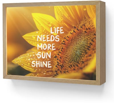 Wandlamp 40x30 cm - Oplaadbaar - Zonnebloem - Close up - Geel - Quote - Wandlampen binnen woonkamer - Slaapkamer lamp - Decoratieve nachtlamp - Vloerlamp draadloos