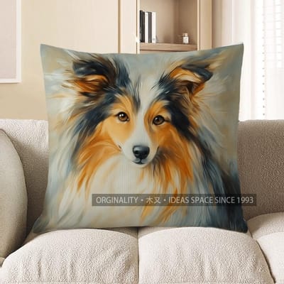 Décoration d'intérieur Mignon Motif Chien Collie Housse de Coussin Jeté Motif Housse de Coussin Convient Pour Canapé Chambre Voiture Housse de Coussin 45x45cm