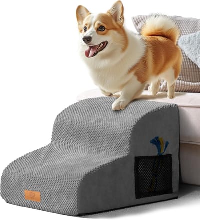 Hondentrap 2 stuks Schuimrubberen Ladder voor Puppy's en Oudere Huisdieren Grijs