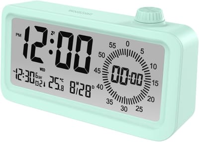 Wekker - Digitale Visuele Tijdmanagerklok - Multifunctionele Elektronische Wekker - Alles-In-Één Lcd-Scherm - Stille Wekker voor Studenten met Instelbare Achtergrondverlichting - Cadeau voor Kinderen - Groen