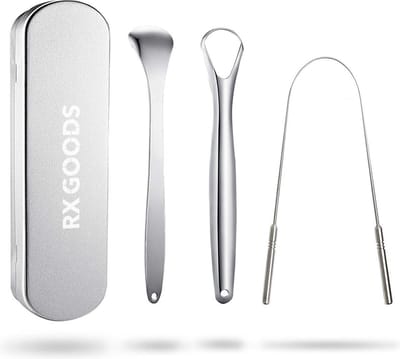 RX Goods RVS Tongschraper voor Mondverzorging – 4 Stuks – Tongreiniger, Tongborstel & Tong Schraper – Duurzaam & Herbruikbaar