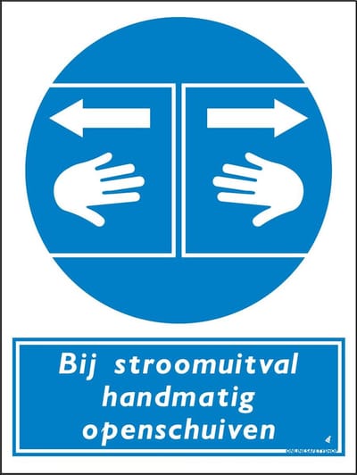 Stroomuitval bord - Bij stroomuitval handmatig uitschuiven - Forex - 30 x 40 cm