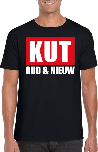 Foute oud en nieuw t-shirt - kut oud en nieuw - zwart voor heren S