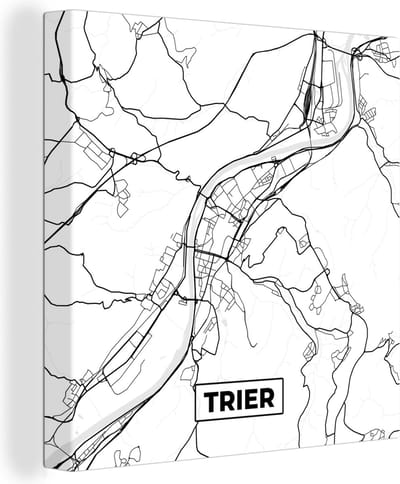 Canvas Schilderij Kaart - Trier - Plattegrond - Stadskaart - 20x20 cm - Wanddecoratie