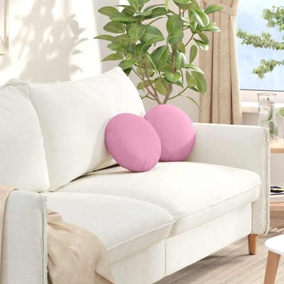 vidaXL - Zitkussens - 2 - st - Stof - Roze - Ø30 - x - 13 - cm