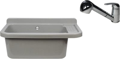 Gootsteen 50 cm x 34 cm met Overloop en Zeepdispenser voor Commerciële Ruimtes